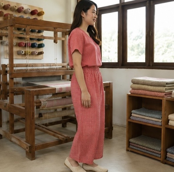 ชุดเสื้อและกางเกงผ้าทอ otop สีแดง งานแฮนด์เมดพื้นเมือง ใส่สบาย สไตล์ร่วมสมัย ชุดเสื้อและกางเกงผ้าทอ otop สีแดง งานแฮนด์เมดพื้นเมือง ใส่สบาย สไตล์ร่วมสมัย